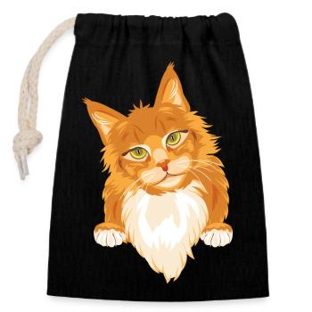 Shy cute ginger cat - Closable cotton gift bag (14x20cm) - black - Front