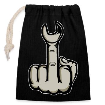Clé à doigts Stinger du majeur - Sac cadeau en coton avec cordon (14 x 20 cm) - noir - Devant