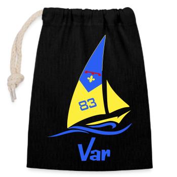Sailboat Var 83 - Closable cotton gift bag (14x20cm) - black - Front