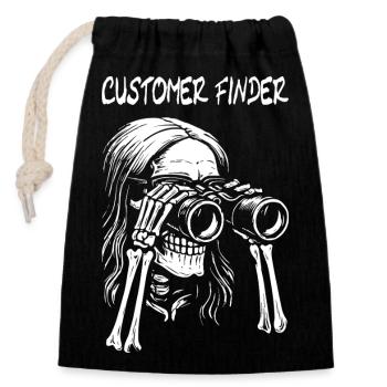 Customer Finder Skeleton Binoculars Design Rock - Closable cotton gift bag (14x20cm) - black - Front