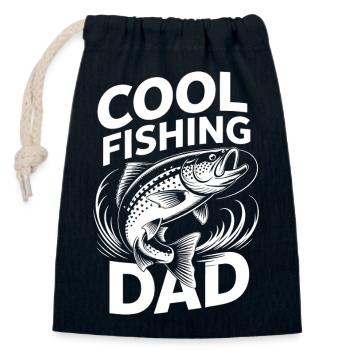 Motif du Papa Pêcheur - Sac cadeau en coton avec cordon (14 x 20 cm) - bleu marine - Devant