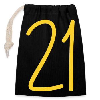 21 - Closable cotton gift bag (14x20cm) - black - Front