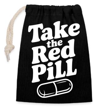 Take the Red Pill - Closable cotton gift bag (14x20cm) - black - Front