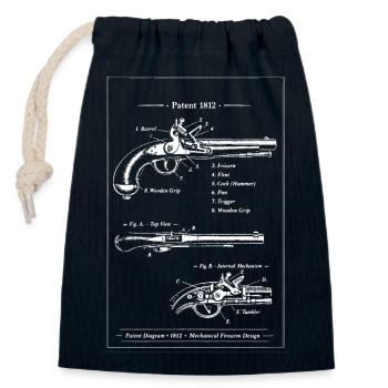 Vintage pistol patent blueprint - Closable cotton gift bag (14x20cm) - navy - Front