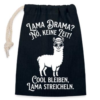 Lama Drama: Keine Zeit, Cool Bleiben - Verschließbarer Geschenkbeutel aus Baumwolle (14x20cm) - Navy - Vorne