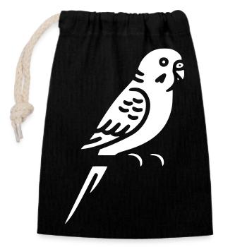 Vecteur animal de compagnie d’oiseau perruche - Sac cadeau en coton avec cordon (14 x 20 cm) - noir - Devant