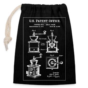 Vintage Coffee Grinder Diagram - Closable cotton gift bag (14x20cm) - black - Front