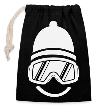 Smileface Ski Goggles Silhouette - Closable cotton gift bag (14x20cm) - black - Front