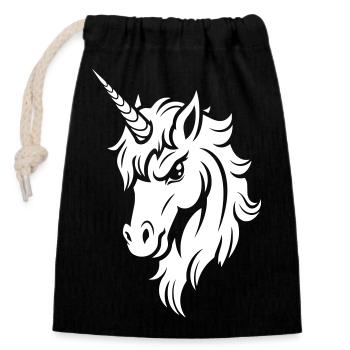 Licorne Sérieuse – Silhouette vectorielle noire et blanche - Sac cadeau en coton avec cordon (14 x 20 cm) - noir - Devant