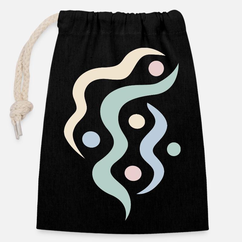 Yoga design_12 - Closable cotton gift bag (14x20cm) - black