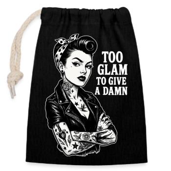 Rockabella Pin-Up: Outlaw Tattoo Girl & Lederjacke - Verschließbarer Geschenkbeutel aus Baumwolle (14x20cm) - Schwarz - Vorne