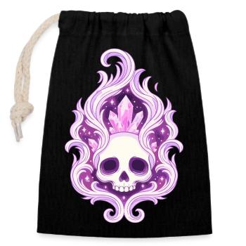 Sort de Flamme du Crâne de Cristal - Sac cadeau en coton avec cordon (14 x 20 cm) - noir - Devant