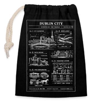 Dublin Skyline Blueprint - Closable cotton gift bag (14x20cm) - black - Front