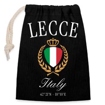 Lecce Italien Wappen Krone – Reise Souvenir - Verschließbarer Geschenkbeutel aus Baumwolle (14x20cm) - Schwarz - Vorne