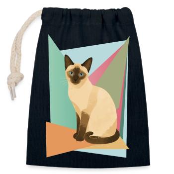 Élégant chat siamois dans un style géométrique - Sac cadeau en coton avec cordon (14 x 20 cm) - bleu marine - Devant