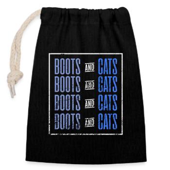 Boots and cats - Closable cotton gift bag (14x20cm) - black - Front