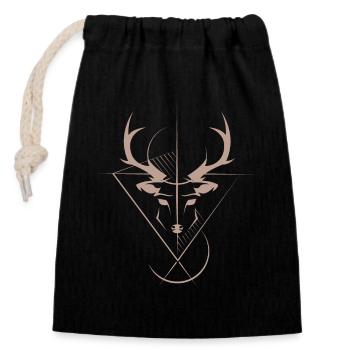 Deer Elk Symbol Logo icon Graphic Animals Antlers - Closable cotton gift bag (14x20cm) - black - Front