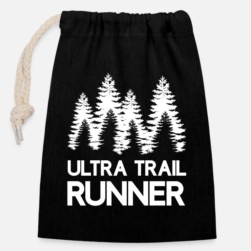 Ultra Trail Runner - Sac cadeau en coton avec cordon (14 x 20 cm) - noir