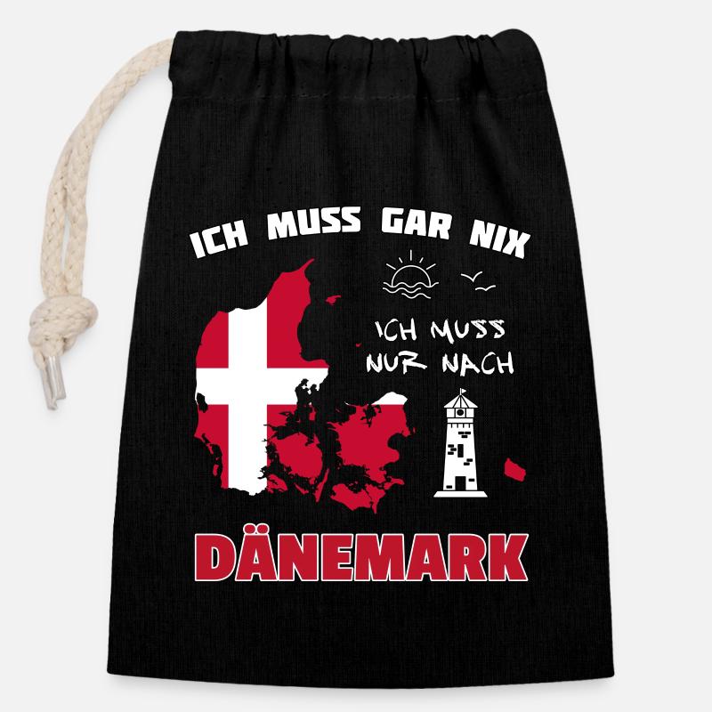 Dänemark Reisetraum mit Leuchtturm - Verschließbarer Geschenkbeutel aus Baumwolle (14x20cm) - Schwarz