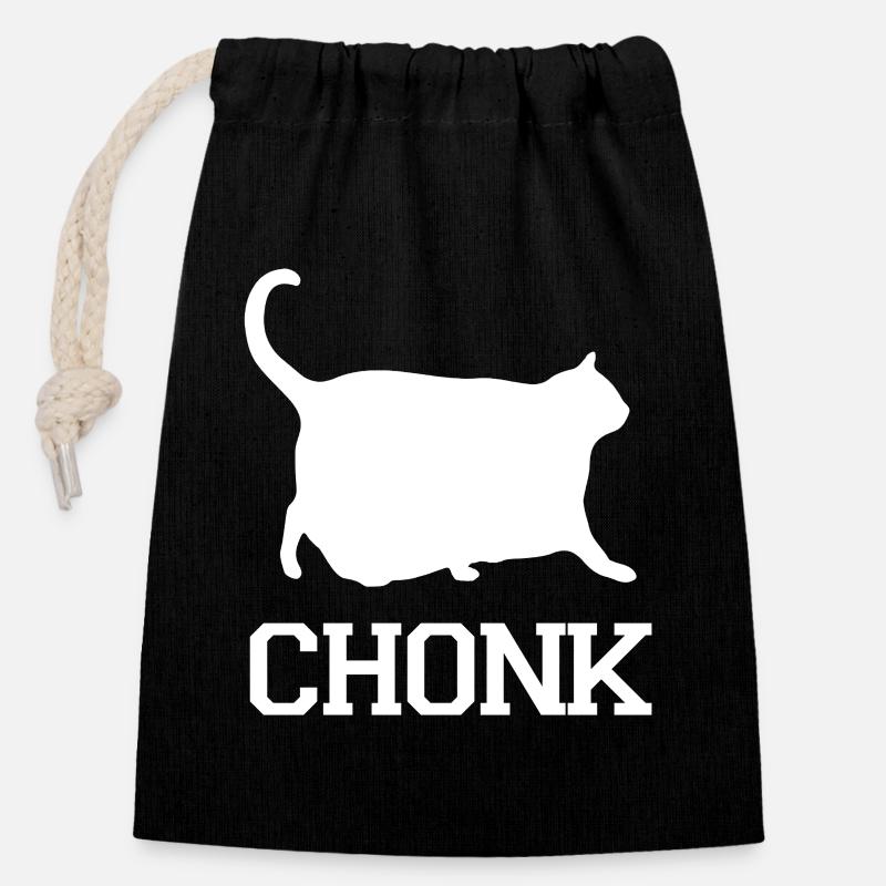 Cat chonk - Closable cotton gift bag (14x20cm) - black