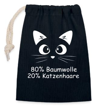 80% Baumwolle - 20% Katzenhaar - Katze Liebhaber - Verschließbarer Geschenkbeutel aus Baumwolle (14x20cm) - Navy - Vorne