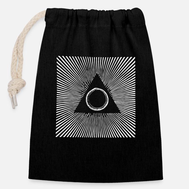 Occult Psychedelic Graphic Design - Closable cotton gift bag (14x20cm) - black