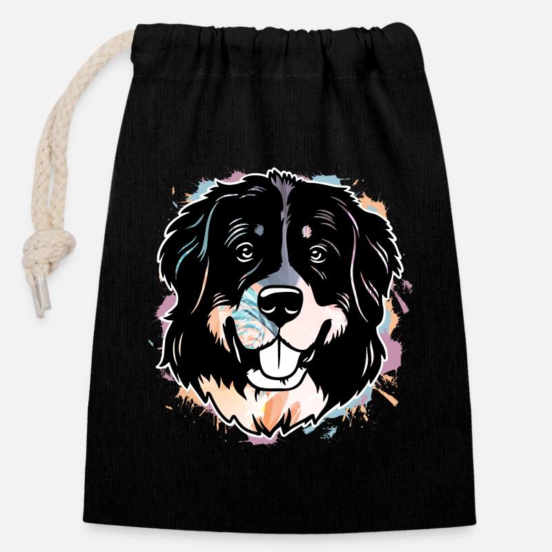 Berner Sennenhund - Verschließbarer Geschenkbeutel aus Baumwolle (14x20cm) - Schwarz