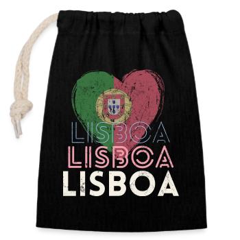 Lisbonne Portugal, belle ville est ma ville natale - Sac cadeau en coton avec cordon (14 x 20 cm) - noir - Devant