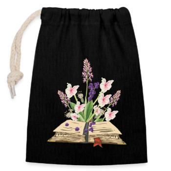 Wild Flowers - Herbs - Closable cotton gift bag (14x20cm) - black - Front