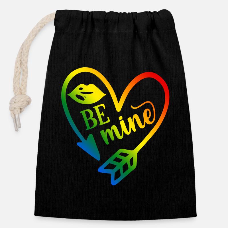 Valentinstag T-Shirt be mine Valentinstag - Verschließbarer Geschenkbeutel aus Baumwolle (14x20cm) - Schwarz