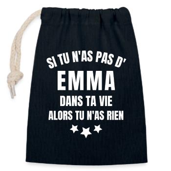 Emma, prénom Emma, anniversaire Emma - Sac cadeau en coton avec cordon (14 x 20 cm) - bleu marine - Devant