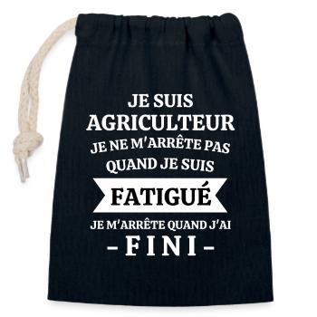 agriculteur, je suis agriculteur, agriculteur - Sac cadeau en coton avec cordon (14 x 20 cm) - bleu marine - Devant