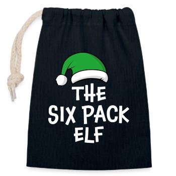 The Six Pack Elf - Closable cotton gift bag (14x20cm) - navy - Front