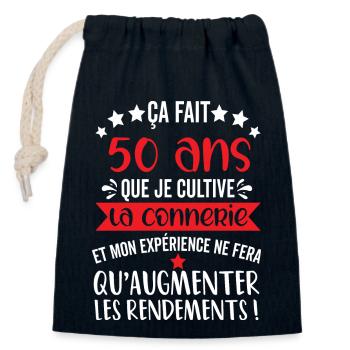 50 ans anniversaire cadeau homme humour connerie - Sac cadeau en coton avec cordon (14 x 20 cm) - bleu marine - Devant
