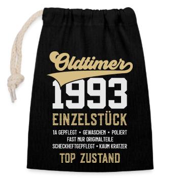 33. GEBURTSTAG OLDTIMER 1993 - Verschließbarer Geschenkbeutel aus Baumwolle (14x20cm) - Schwarz - Vorne