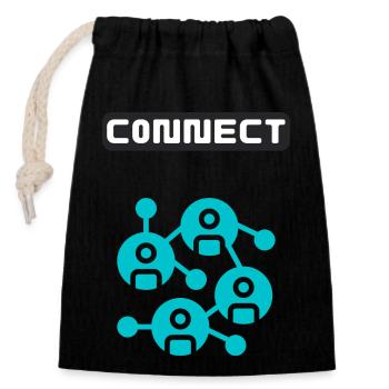 Internet Connect together - Closable cotton gift bag (14x20cm) - black - Front