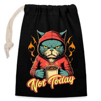 La gueule de bois en mode matinal, pas aujourd’hui - Sac cadeau en coton avec cordon (14 x 20 cm) - noir - Devant