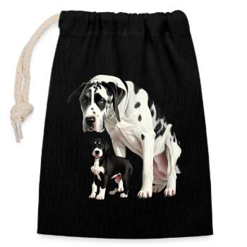 Dogge - Great Dane - Closable cotton gift bag (14x20cm) - black - Front