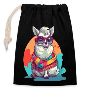 Lama cool. - Sac cadeau en coton avec cordon (14 x 20 cm) - noir - Devant