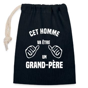 Homme prêt à devenir grand-père - Sac cadeau en coton avec cordon (14 x 20 cm) - bleu marine - Devant