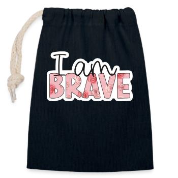 Positive Affirmation - i am brave - Sac cadeau en coton avec cordon (14 x 20 cm) - bleu marine - Devant