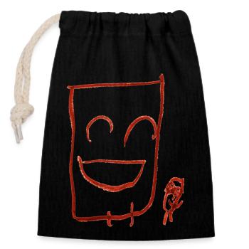 Happy gars (transparent) - Sac cadeau en coton avec cordon (14 x 20 cm) - noir - Devant