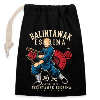 Balintawak Escrima Kampfkunst der Philippinen - Verschließbarer Geschenkbeutel aus Baumwolle (14x20cm) - Schwarz - Vorne