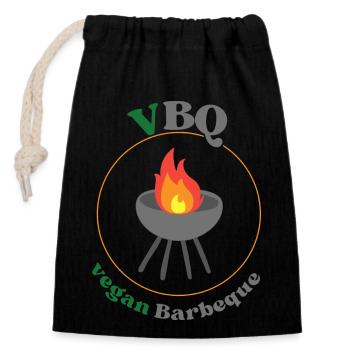 VBQ vegan barbeque, vegetarian, BBQ - Closable cotton gift bag (14x20cm) - black - Front