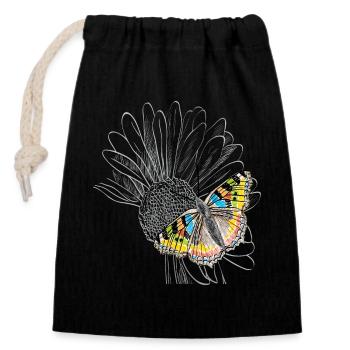 Blossom with Butterfly, Butterfly - Closable cotton gift bag (14x20cm) - black - Front