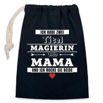 Ich habe zwei Titel Magierin und Mama - Verschließbarer Geschenkbeutel aus Baumwolle (14x20cm) - Navy - Vorne