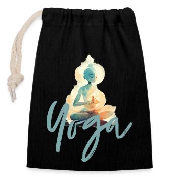 Yoga Typo Illu2 - Sac cadeau en coton avec cordon (14 x 20 cm) - noir - Devant