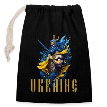 Ukraine Warrior Stop War - Verschließbarer Geschenkbeutel aus Baumwolle (14x20cm) - Schwarz - Vorne