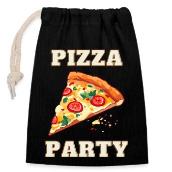 Pizza Party - Verschließbarer Geschenkbeutel aus Baumwolle (14x20cm) - Schwarz - Vorne