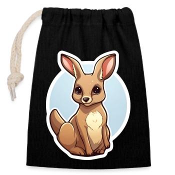 Kangaroo Kawaii - Closable cotton gift bag (14x20cm) - black - Front